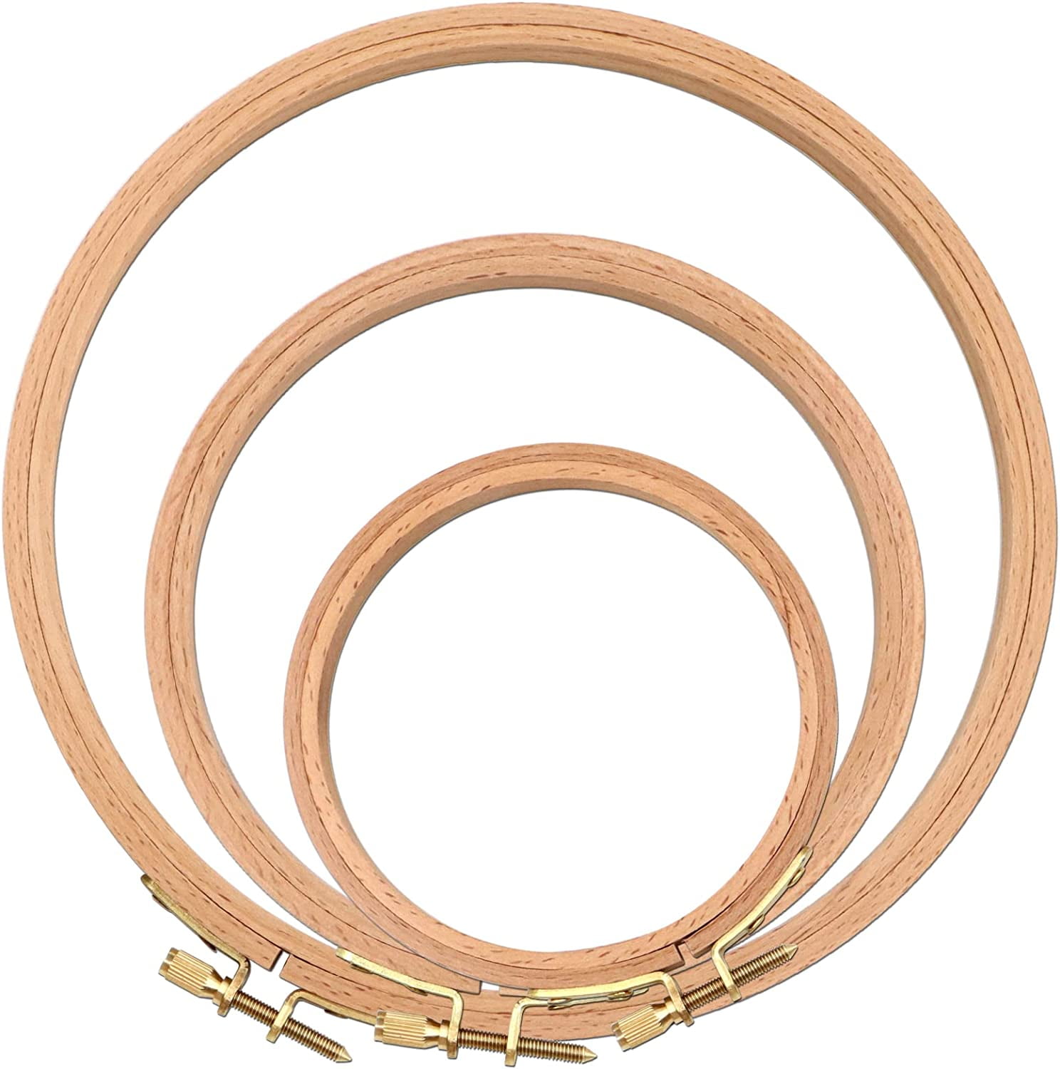 Onepine 3 Pieces Embroidery Hoop Bamboo Circle Cross Stitch Hoop Ring 6 inch to 8.3 inch for DIY Art Craft 