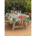 thumbnail image 3 of Outdoor Tablecloth with Umbrella Hole for Patio/Picnic/Party/Camping, Pineapple Waterproof Table Cloth Rectangle Table Cover Washable, Farmhouse Fruit Flowers Leaves Wooden Grain (54"x 80"), 3 of 8