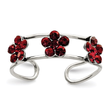 Auriga Fine Jewelry 925 Sterling Silver Stellux Crystal Floral Toe Ring for Women
