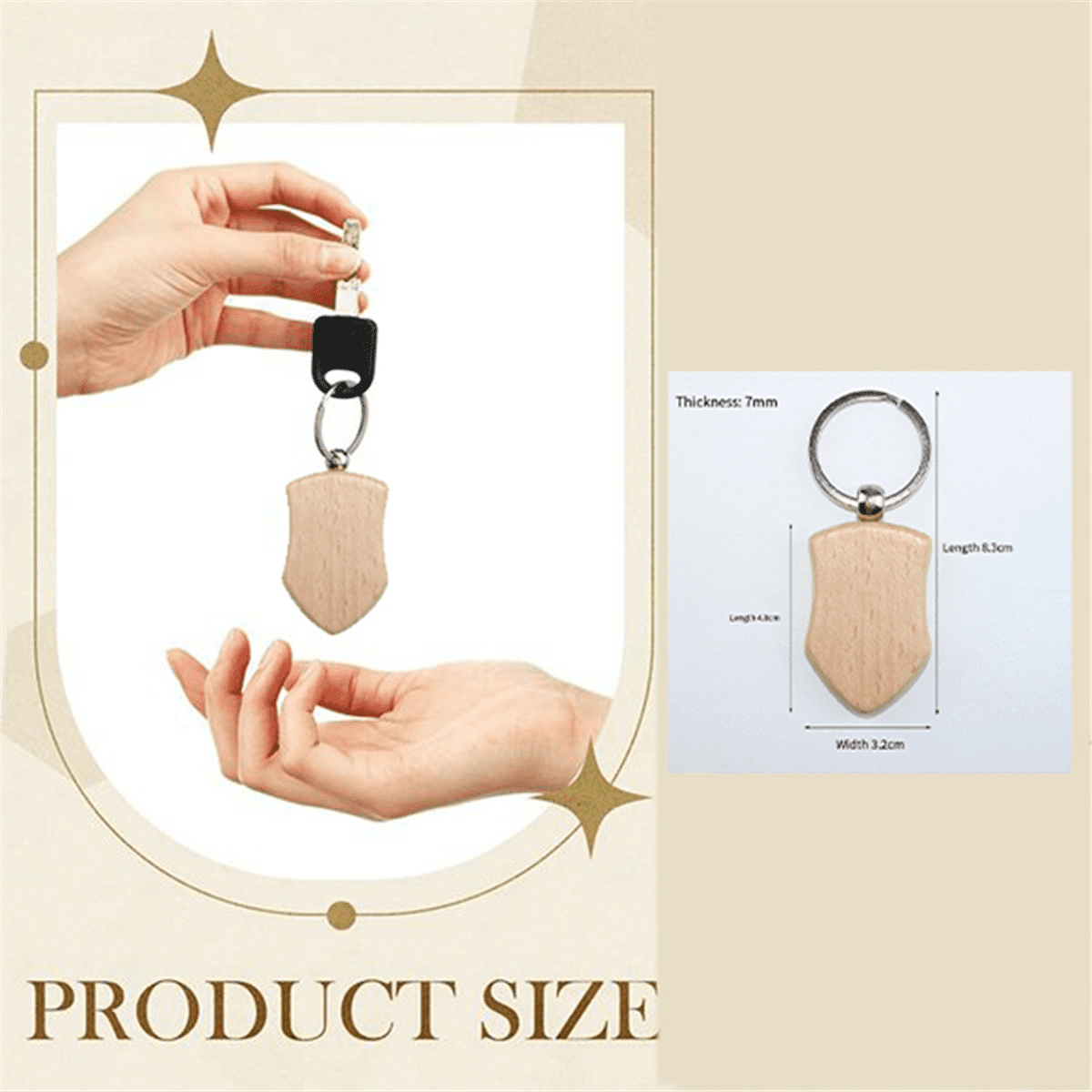 50 Pieces Blank Wooden Key Tag Key Engraving Blanks Unfinished Wood Keychain Key Ring Key Tags for DIY Crafts Style 3