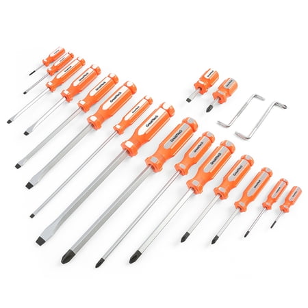 UPC: 0076812737755 | GreatNeck 73775 19 Piece Screwdriver Set  Offset  Phillips  and Slotted Screwdriver Kit  Magnetic Tips  Impact-Resistant Handle with Fluted Design for Sure Grip