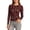 Pink, variant on Women's Stripe Print Sheer Mesh Long Sleeve Tops Lightweight Breathable Slim Fitted Crewneck T Shirts Comfortable Stretch Soft See Through Casual Streetwear Tees Brown M