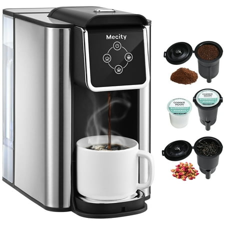 Mecity 3 in 1 Single Serve Coffee Machine  Compatible with Powder Capsule  120V  50 Oz Water Reservoir  Descale Tea  Black