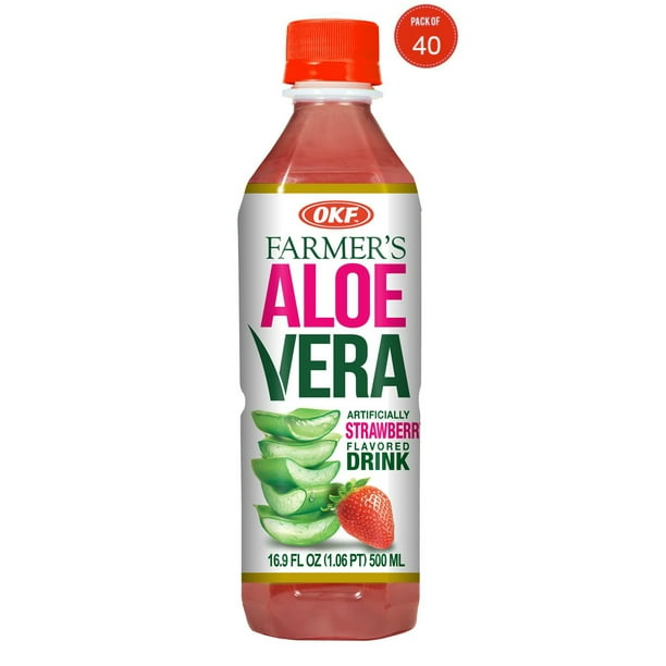 OKF Farmer's Aloe Vera Drink, Strawberry, Fluid Ounce (Pack of