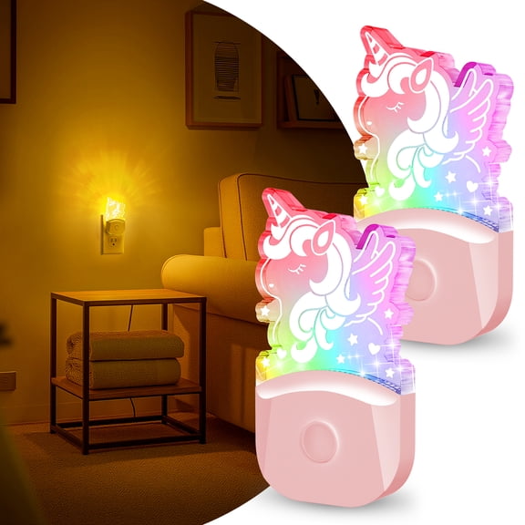 Pink Unicorn Multicolor RGB Kids Night Light Plug In