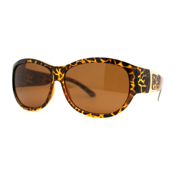 Polarized 61mm Luxury Large Oval Round Fashion Fit Over Sunglasses Tortoise Brown