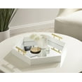thumbnail image 6 of Kate and Laurel Lipton Modern Hexagon Mirrored Tray, 18 x 18, White and Gold, Midcentury Decorative Serving Tray for Storage and Display, 6 of 8