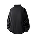 thumbnail image 4 of ZCFZJW Mens Stand Collar Pullover Sweater Casual Quarter Button up Closure Raglan Sleeve Ribbed Stitching Knit Textured Sweater with Kangaroo Pockets Black XXL, 4 of 4