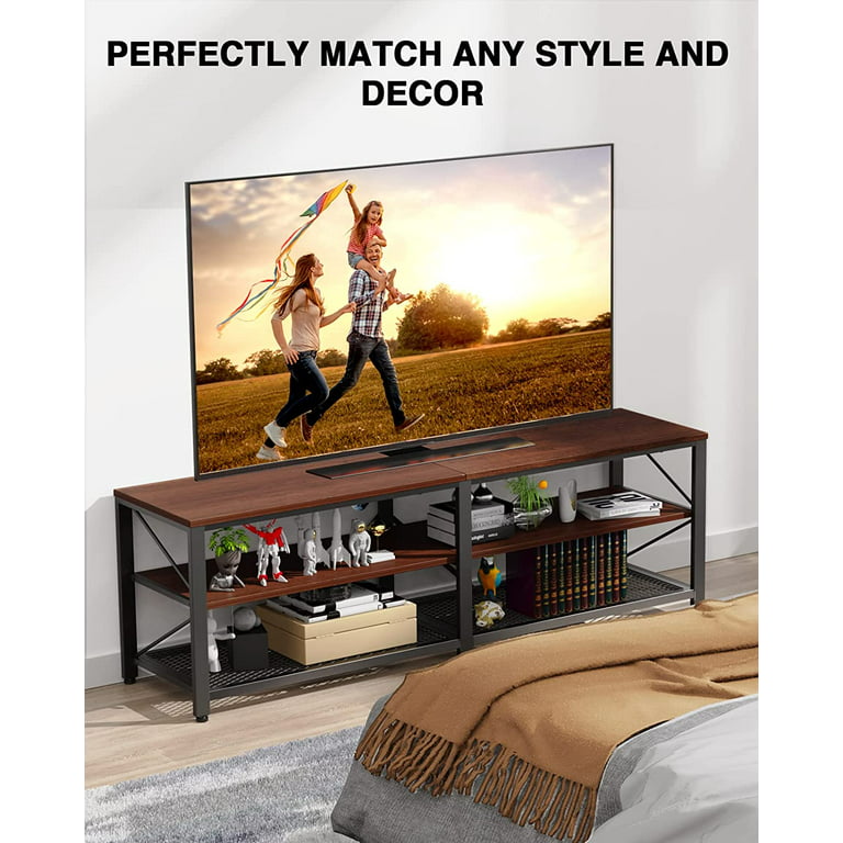 TV Stand 63 Inch, 3-Tier Wood TV Cabinet, Entertainment Center, Media  Console Table with Storage for Living Room, Cherry
