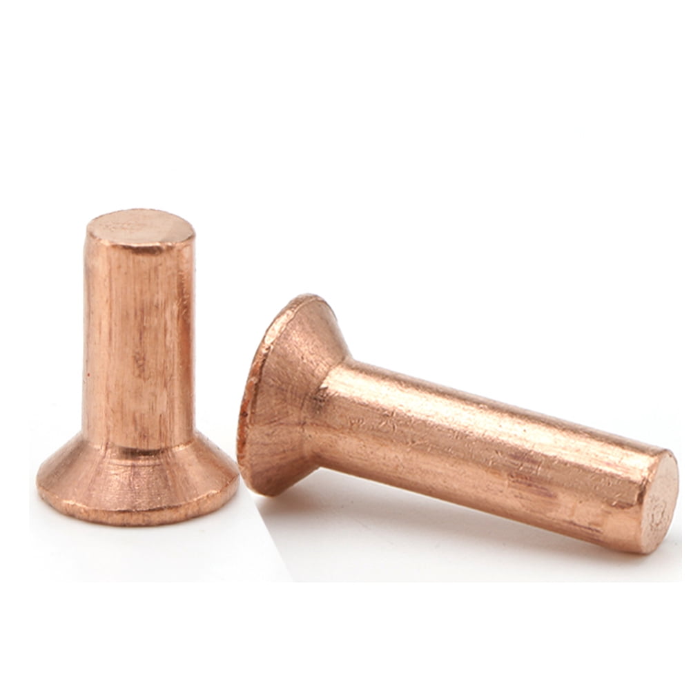 (20pcs) Purple Copper Countersunk Head Solid Rivets Fasteners, M5x25mm