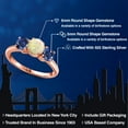thumbnail image 2 of Gem Stone King 18K Rose Gold Plated Silver White Ethiopian Opal and Blue Created Sapphire Engagement Ring for Women | 1.76 Cttw | Round Cabochon 6MM | Gemstone October Birthstone | Size 9, 2 of 6
