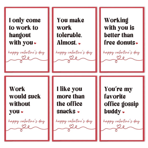 Tarjetas de San Valentín Serzhiho Funny, 6 unidades, para compañeros de trabajo, 20 x 13,5 cm