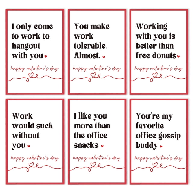 Tarjetas de San Valentín Serzhiho Funny, 6 unidades, para compañeros de trabajo, 20 x 13,5 cm