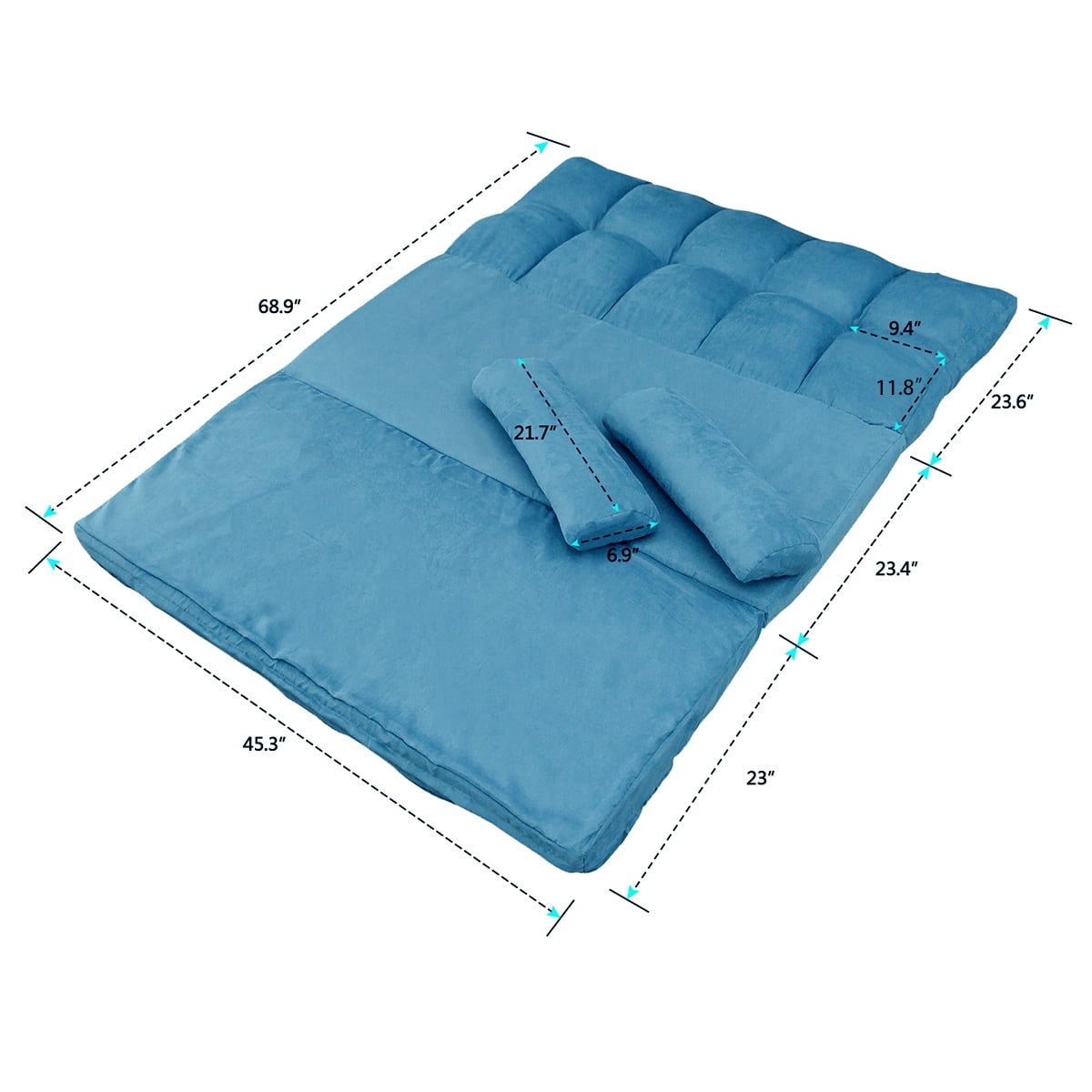 Kepooman Adjustable Folding Lounge Sofa Bed with 2 Pillows for Living Room, 70.86" x 45.67", Blue Kepooman Adjustable Folding Lounge Sofa Bed with 2 Pillows for Living Room, 70.86" x 45.67", Blue