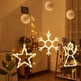 thumbnail image 5 of Luz LED colgante para ventana navideña con ventosa, estrellas, copos de nieve, campana, decoración para escaparate de tienda, ambiente de vidrio, escena de Nochebuena, 5 of 5