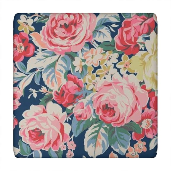 Pioneer Flower Floral Print Pattern Square Fitted Tablecloth with Elastic Edge,Square Table Cover,Washable Elastic Table Cover for Home Kitchen Party Decor 34"x34"