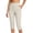 White, variant on Ynynloco Women's Capris Pull-On Stretch Straight Leg High Waist Casual Cropped Dress Pants with Pockets for Golf Yoga Office Work