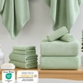 thumbnail image 4 of Jessy Home 8 Piece Towel Set Oversized Soft Cozy Towels 600 GSM Pale Green Plush Towel Set, 4 of 8