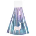 thumbnail image 6 of Yayeee Kitchen Hanging Hand Towels Set of 2 with Loop Bathroom Absorbent Tie Towel, Purple Night Deer, 6 of 6