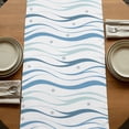 thumbnail image 5 of Table Runners 72 Inches Long Dress Scarves, Blue Stripes Farmhouse Kitchen/Dining Table Runner, Coffee Tablerunners, Modern Gradient Abstract Ocean Waves Lines 16x72 Inch, 5 of 9