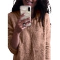 thumbnail image 3 of DYMADE Women Casual Solid Color Long Sleeved Plush T-Shirt Thermal Top, 3 of 4
