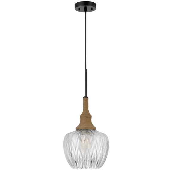 Cal Lighting Monroe 60W glass pendant light with burlap roped font