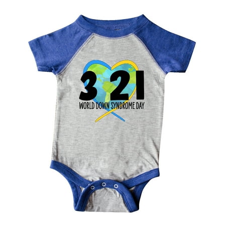 

Inktastic 3 21 World Down Syndrome Day Heart Shaped Earth Gift Baby Boy or Baby Girl Bodysuit