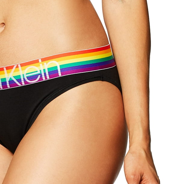 Calvin Klein Women's Modern Cotton Bikini Panty, Black Rainbow, S 