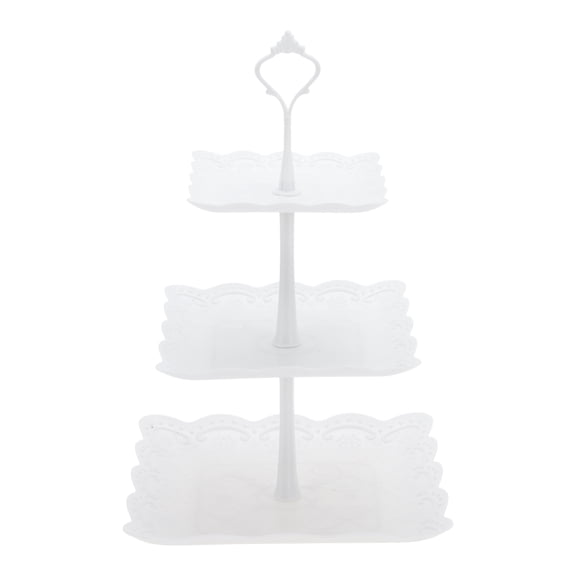 Unique Bargains 3 Tier Cupcake Stand Holder Square Tower with Tiered Serving Tray