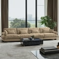 thumbnail image 2 of TUANLUO 166" Oversized Velvet Sofa, 4-Seater Upholstered Couch with Bolstered Armrests, Tufted Sofa for Living Room Office, Camel, 2 of 9