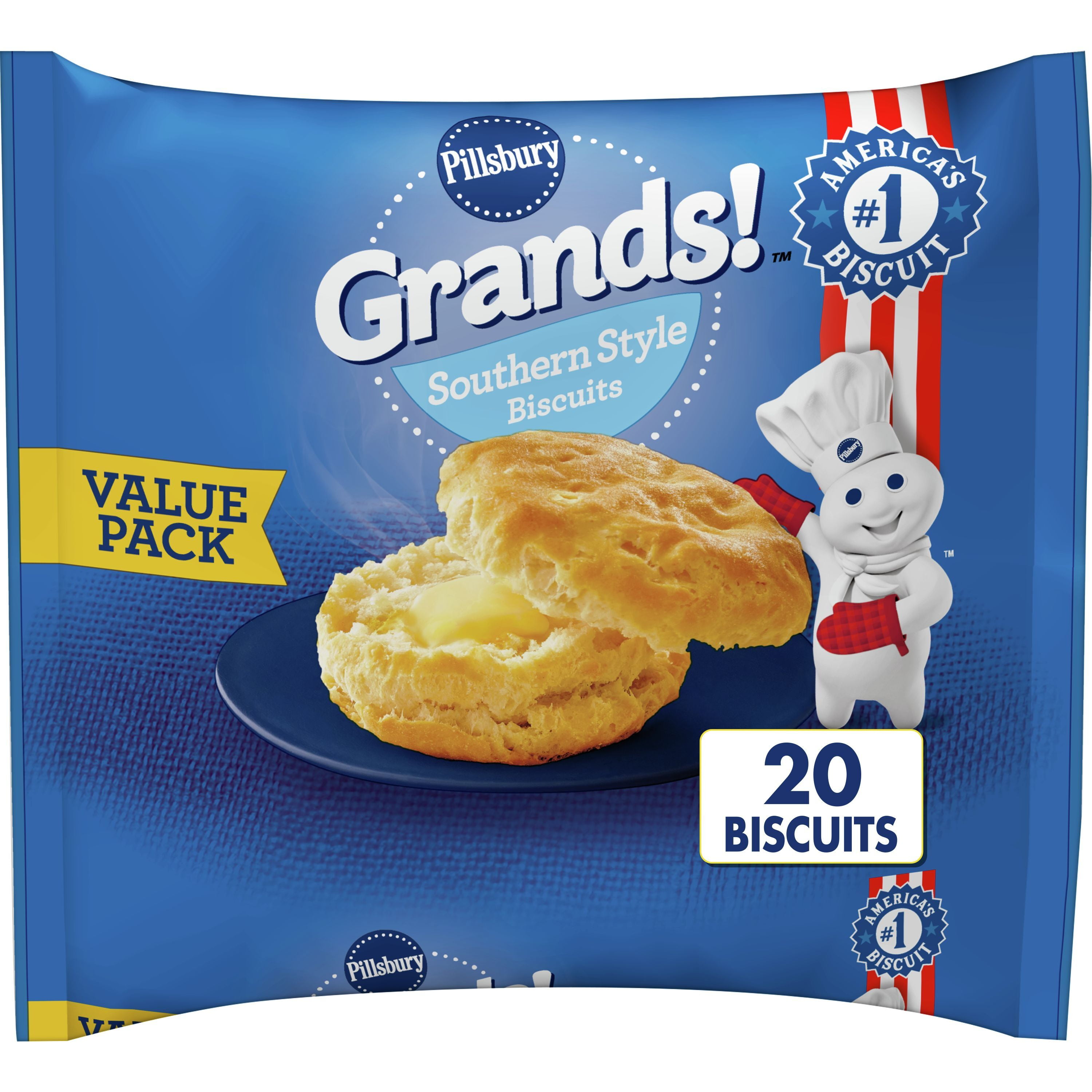 Pillsbury Grands! Southern Style Frozen Breakfast Biscuits, Value Pack, 20 ct., 41.6 oz