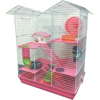 Pink Large Multi-Level Hamster Critter Palace With Play Tube Mouse Habitat Home Rodent Gerbil House Mice Rat Wire Animal Cage