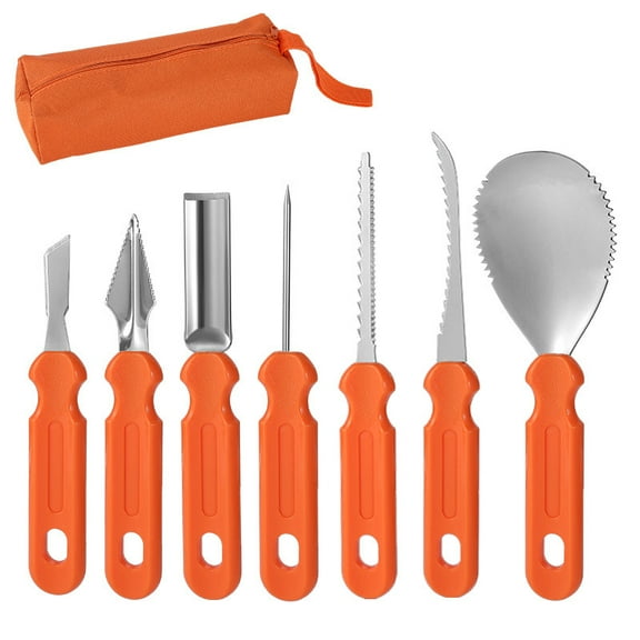 7 Piece Halloween Pumpkin Carving Tool Set with Scooper and Templates