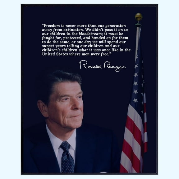 Ronald Reagan Patriotic Quote Wall Art – Inspirational American Home Decor, Political Office Poster, USA Motivational Print