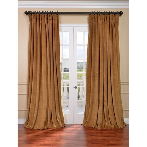 HPD Half Price Drapes VPCH-VET1211-84 Signature Extra Wide Velvet Blackout Curtain (1 Panel), 100 X 84, Amber Gold