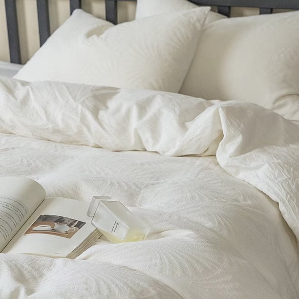Xiao Hua Juego de sábanas, juego de sábanas y fundas de almohada, juego de cama individual, ropa de cama de hotel, decoración del hogar (blanco)