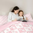 thumbnail image 4 of Feelyou Kids Kawaii Bow Candy Bedding Comforter Set 7 Pieces, White Pink Plaid Checkered Full Bedding Set, Merry Christmas Reversible Fitted Sheet Flat Sheet, Microfiber Bedroom Decor, 4 of 7