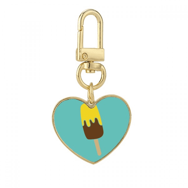 Yellow Brown Chocolate Sweet Ice Gold Heart Keychain Metal Keyring Holder