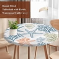 thumbnail image 5 of Summer Marine Life Round Fitted Table Cover Ocean Coral Starfish Art Waterproof Table Cloth with Elastic Edge Wipeable Tablecloth for Picnic Camping Party Fits 45"-54" Diameter, 5 of 8