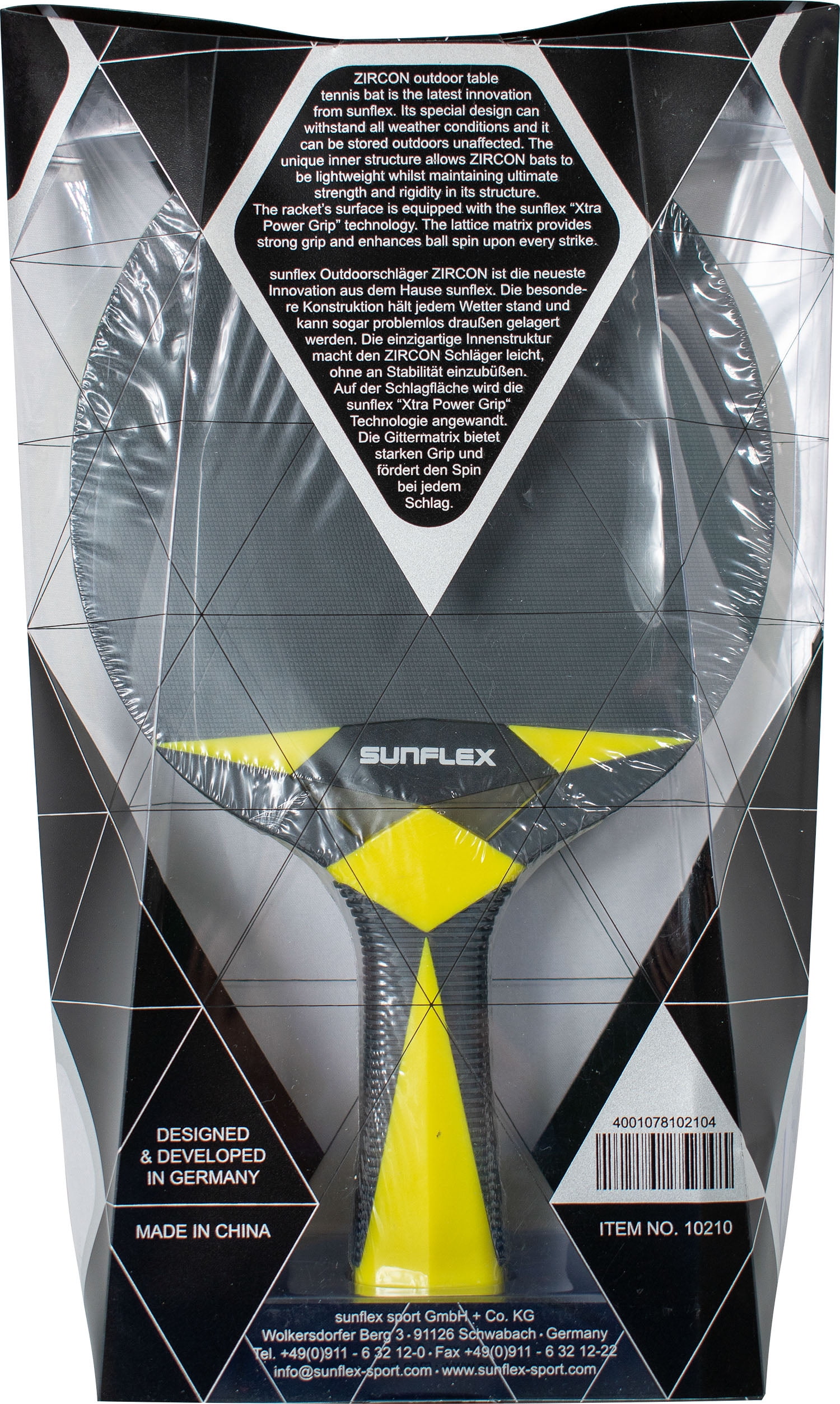 Sunflex Zircon Outdoor Table Tennis Racket - All Weather Ping Pong Paddle - UV and Water Resistant Bat - Table Tennis Racket For Outdoor and Indoor Sport