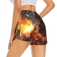 thumbnail image 2 of Uemuo Western Fire Cowboy Pattern Women's Athletic Shorts High Waisted Running Shorts with Liner Pockets Gym Elastic Workout Shorts-Medium, 2 of 9
