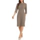 thumbnail image 2 of Vestido Houndstooth Inspire Chic para mujer, elegante con mangas 3/4, cintura ceñida, vestido ajustado, color marrón, 2 of 5