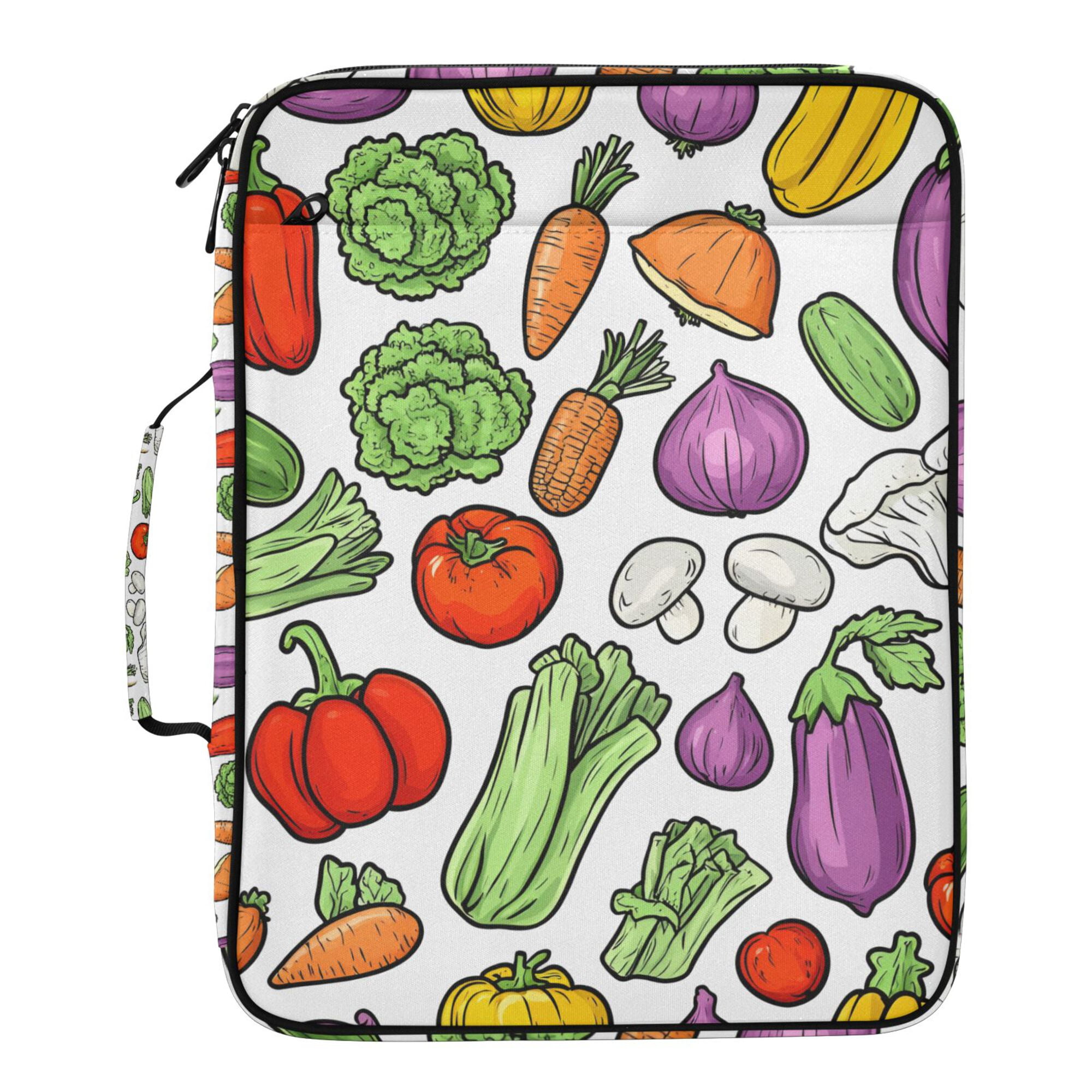 FORMRS Accordion File Folder A4 Size 7-Pocket Expanding Document Organizer Bag with 3 Ring Binder, Vegetables Pattern