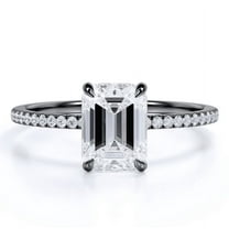 JeenMata 3.25 Carat Emerald cut Solitaire Engagement Ring in 18K Black Gold Over Silver