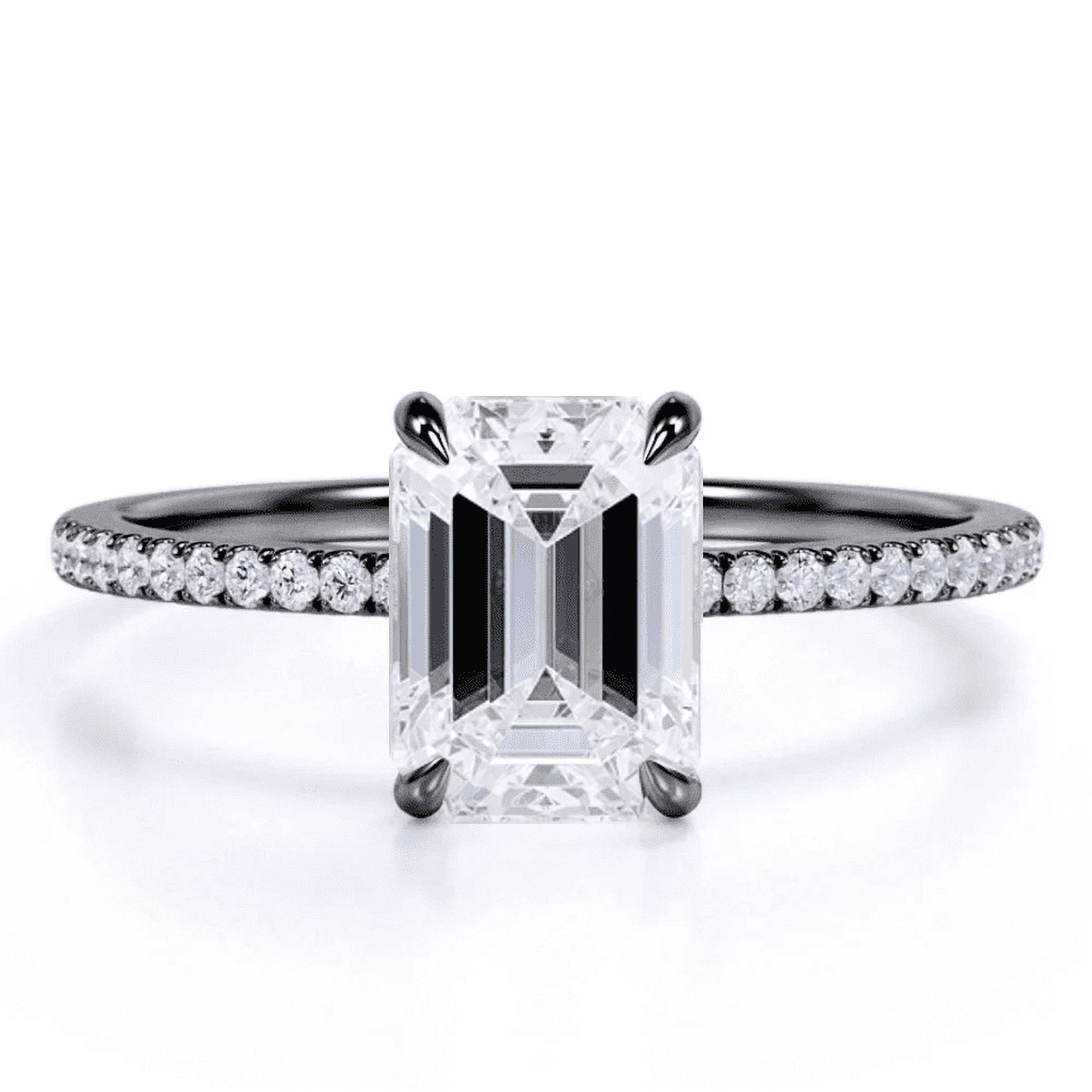 JeenMata 3.25 Carat Emerald cut Solitaire Engagement Ring in 18K Black Gold Over Silver