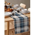 thumbnail image 6 of Blue Brown Plaid Table Runner 90 Inches Long Tablerunner Dresser Scarves, Vintage Abstract Stripes Lattice Kitchen Dinner Cafe Table Runners Decor for Coffee/Party/Wedding, 13.8" x 90", 6 of 8