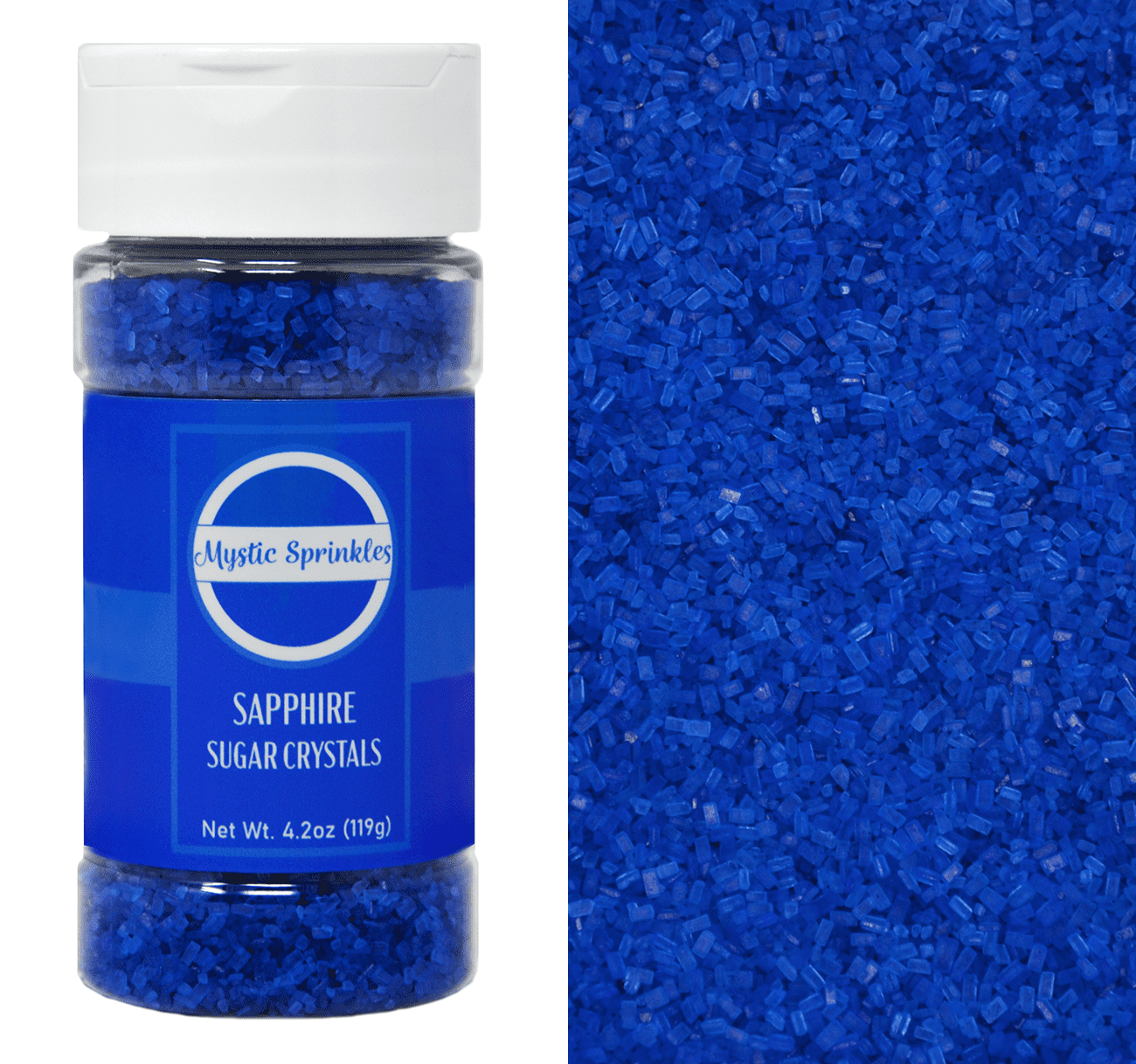 Mystic Sprinkles Sapphire - Royal Blue Sugar Crystals 4.2 Ounce Bottle
