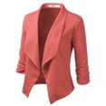 thumbnail image 2 of Doublju Women's Ruched 3/4 Sleeve Open Front Blazer Jacket with Plus Size, 2 of 4