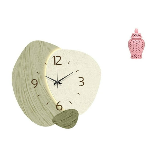 Reloj de pared,Reloj de pared silencioso Reloj de pared nórdico Decoración del hogar,Tarro de cerámica para jengibre,Jarrón de cerámica con jengibre y arreglo floral,Jarrón decorativo de