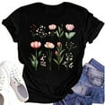 thumbnail image 2 of NAMTYQX Plus Size Blouses for Women Cool Print Plus Size Fashion Crewneck Short Sleeve Boxy Fit Stretchy Gemustert Tops for Women Trendy Black Size M, 2 of 4